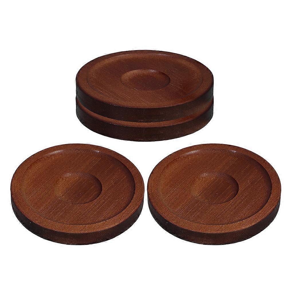 Rotatable Drink Coasters Wood Cup Coaster for Home Use 4Pcs Dark Red