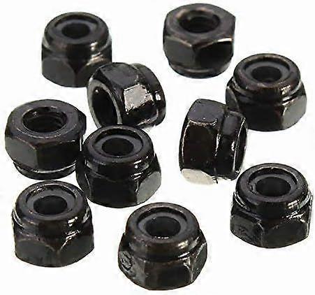 10Pcs Carbon Steel Self-Locking Hexagonal Nut Nylon Insert Nut-M3Black
