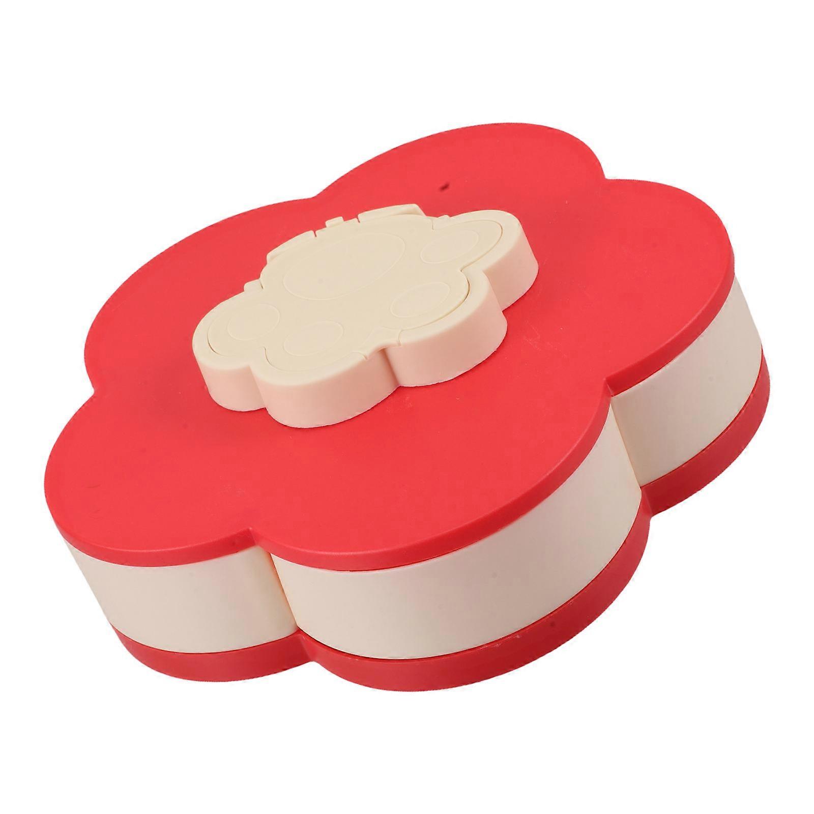 Candy Tray Divided Snack Organizer for Party Use Red Rotating Storage