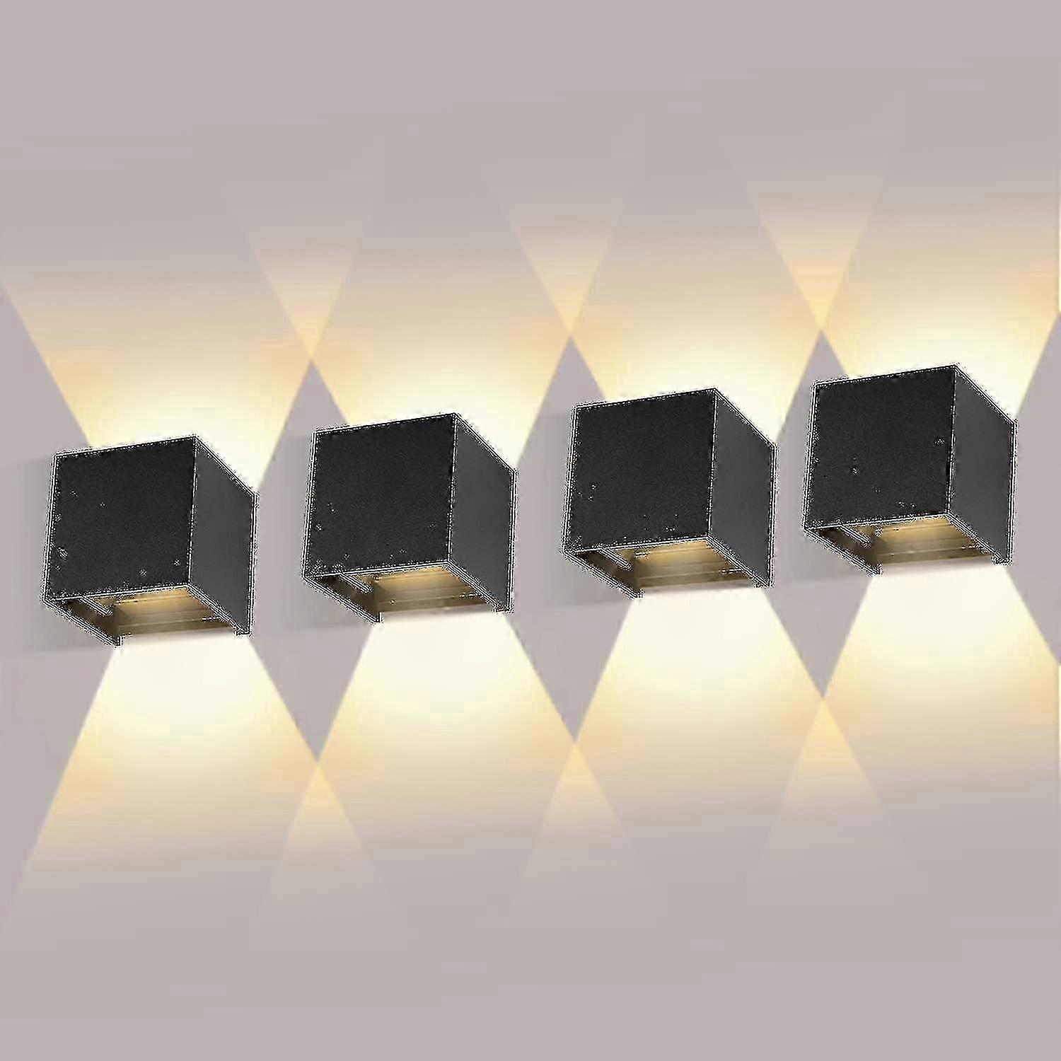 Adjustable Beam Angle Wall Lights, 4 Pack 12W Black, IP65 Waterproof