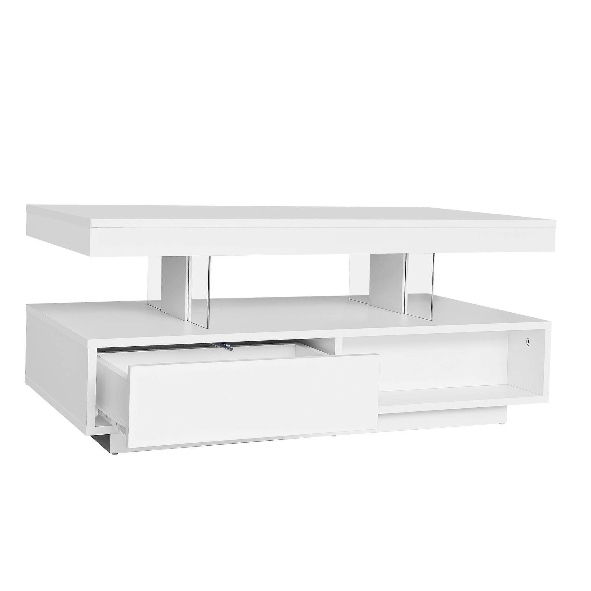 High Gloss Coffee Table with LED and Drawer Space