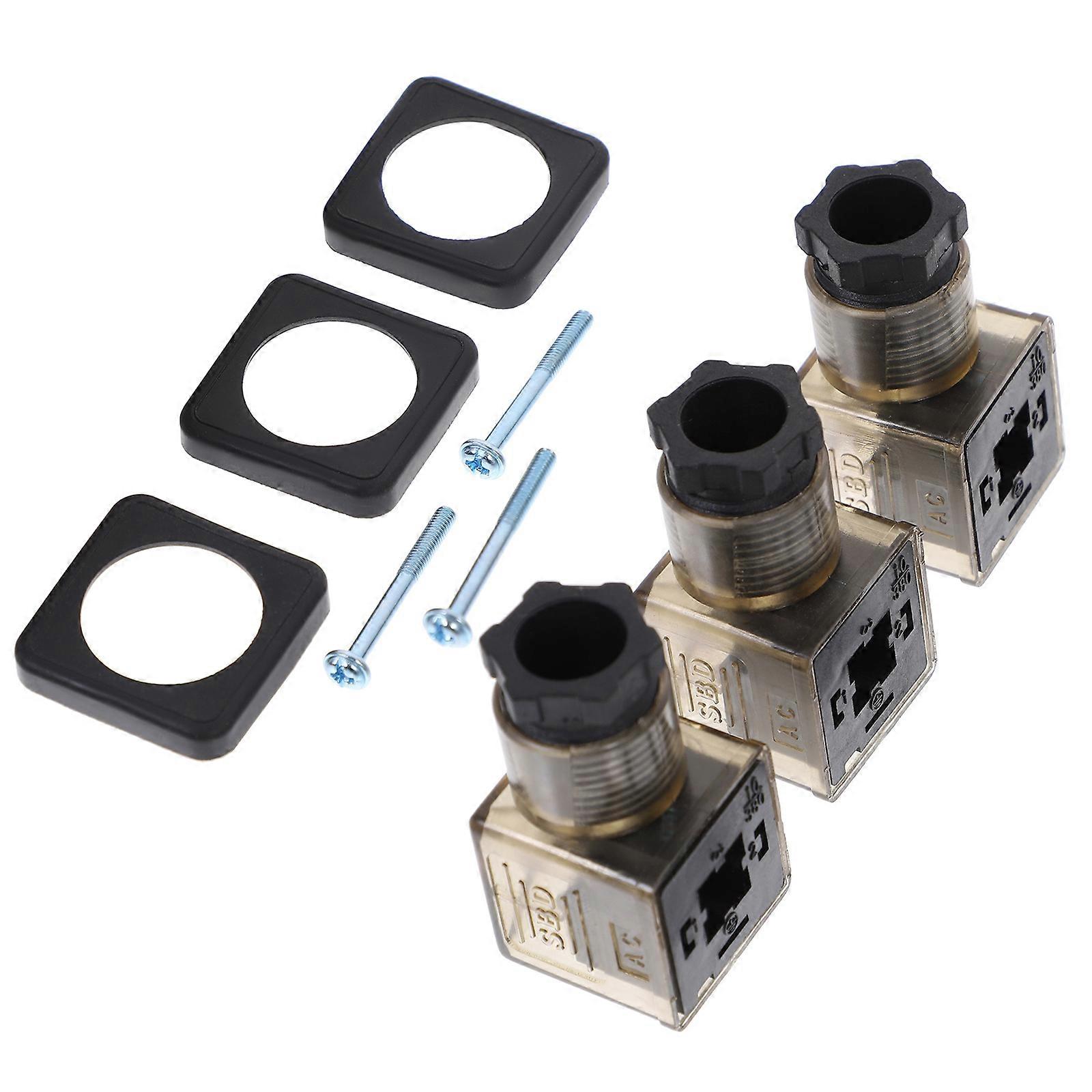 DIN 43650A Standard Solenoid Connector Plug For Electrical Equipment Outdoor Use Rectangular Strong Material 18Pcs