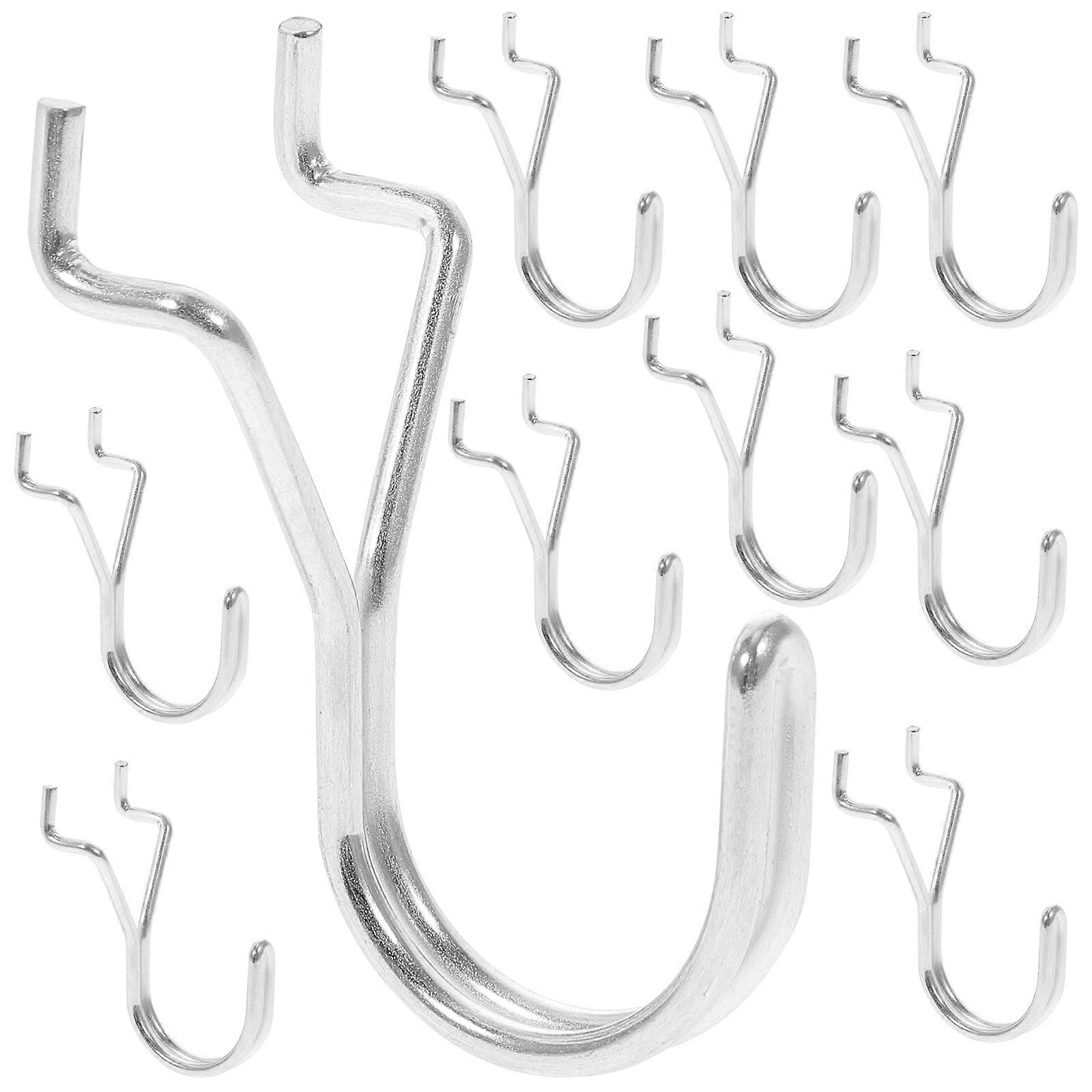 Iron Tools Hooks Pegboard Hooks for Hanging 10Pcs Silver Garage Utility