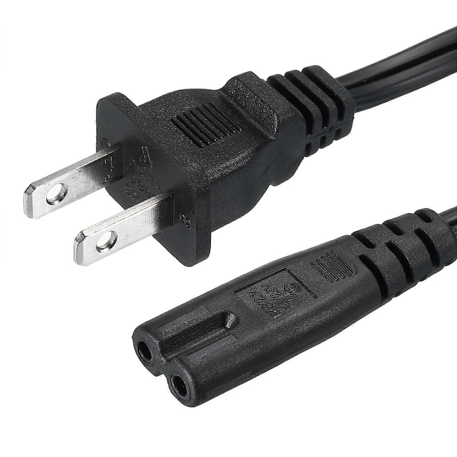 2 Prong Power Cord 4ft UL Certified 18AWG Replacement Cable for Laptop TV Computer Printer