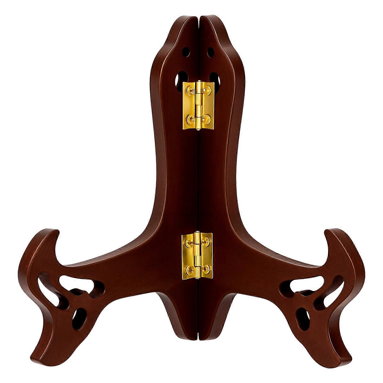 5 Inch Wooden Plate Stand with Foldable Vintage Design for Artwork, Photos and Dish Display