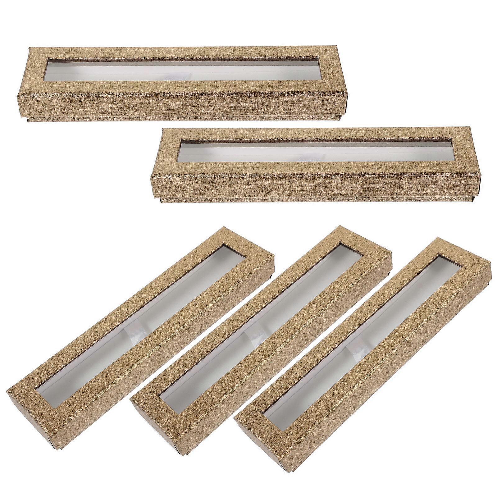 Pen Storage Case Paper Box With Clear Window For Business Trip Rectangular Shape 5Set