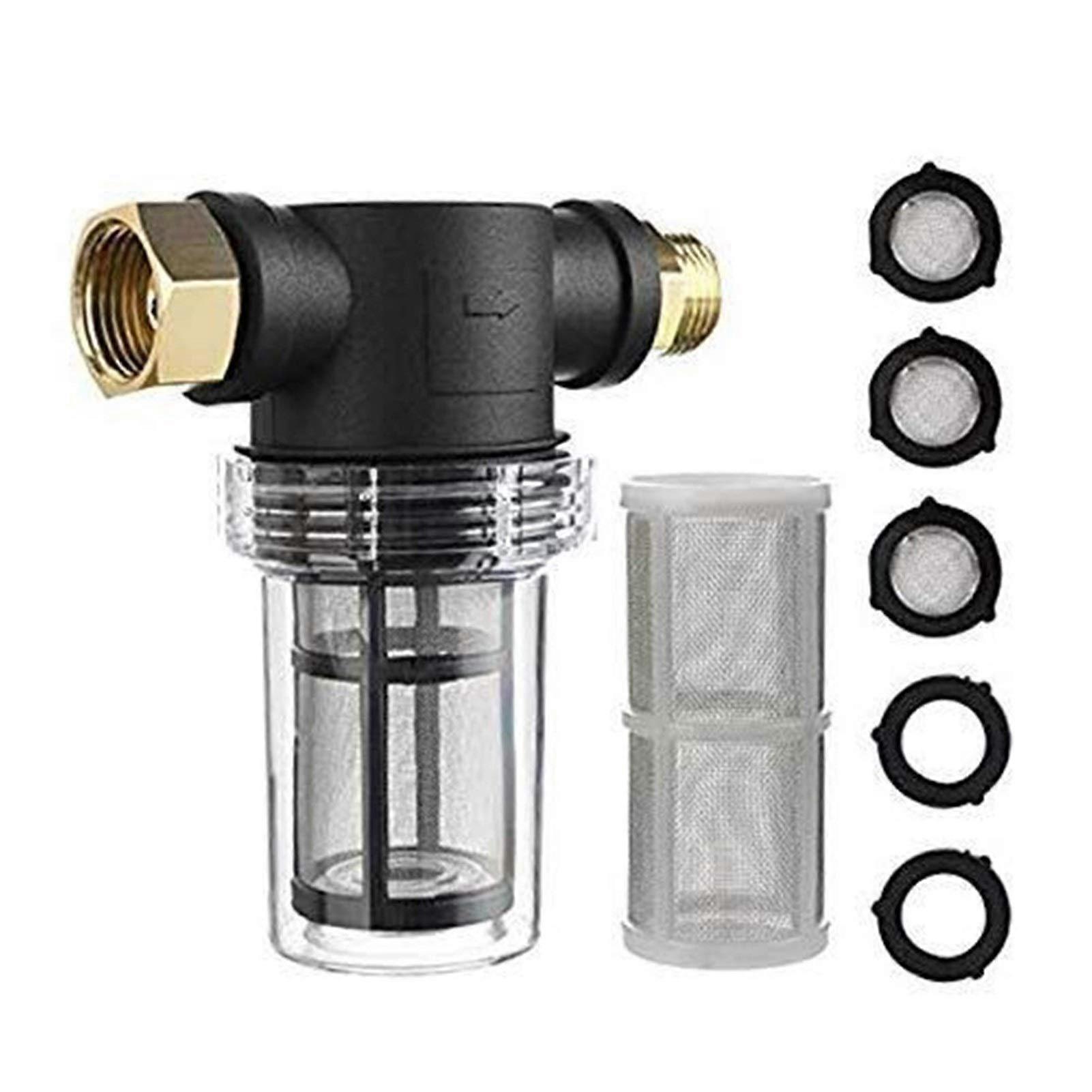 Pressure Washer Filter with 40 Mesh and Extra 100 Mesh Screen, Garden Hose Sediment Inline Filter