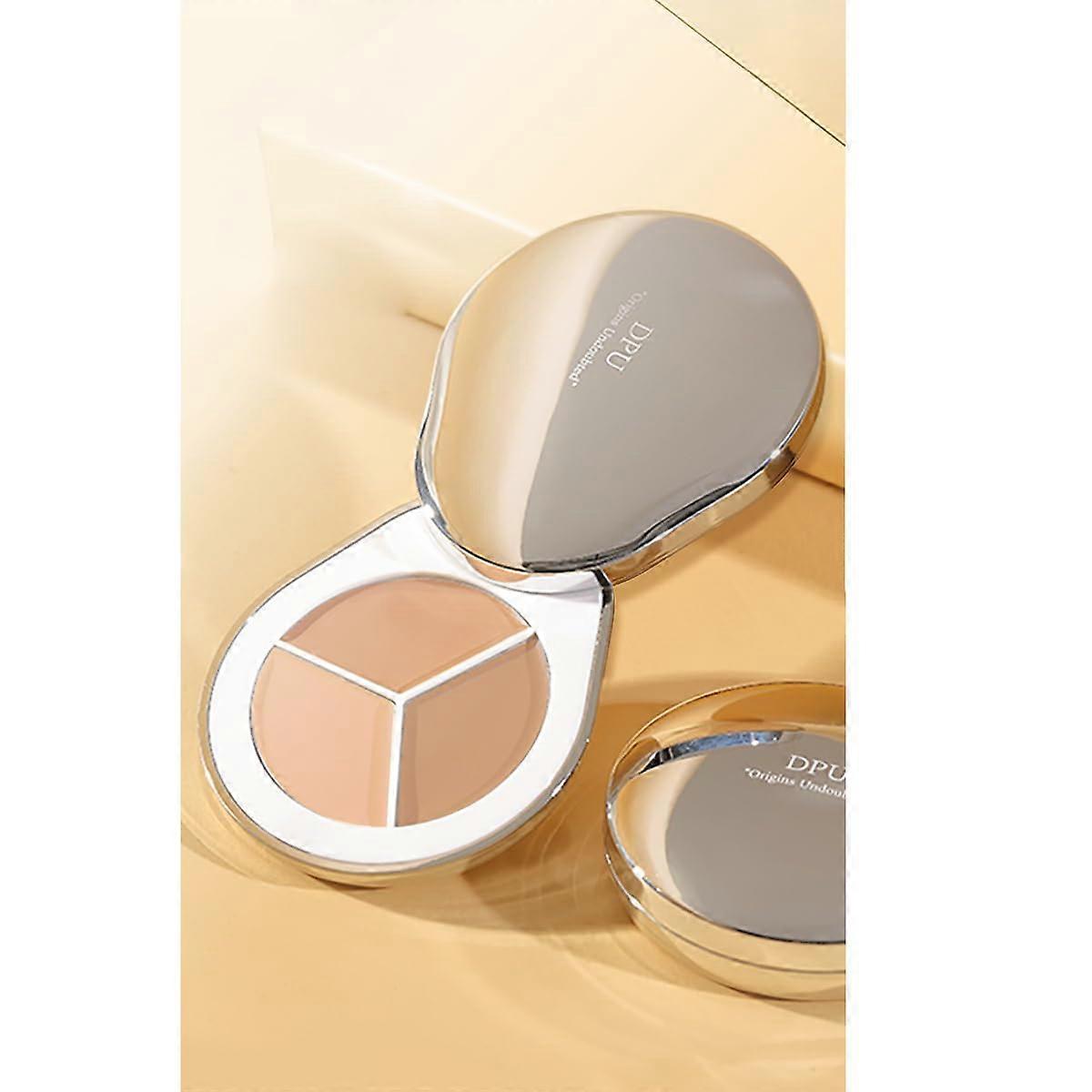 3 Color Cream Concealer Palette with Brush, Full Coverage Lightweight Formula for Flawless Makeup