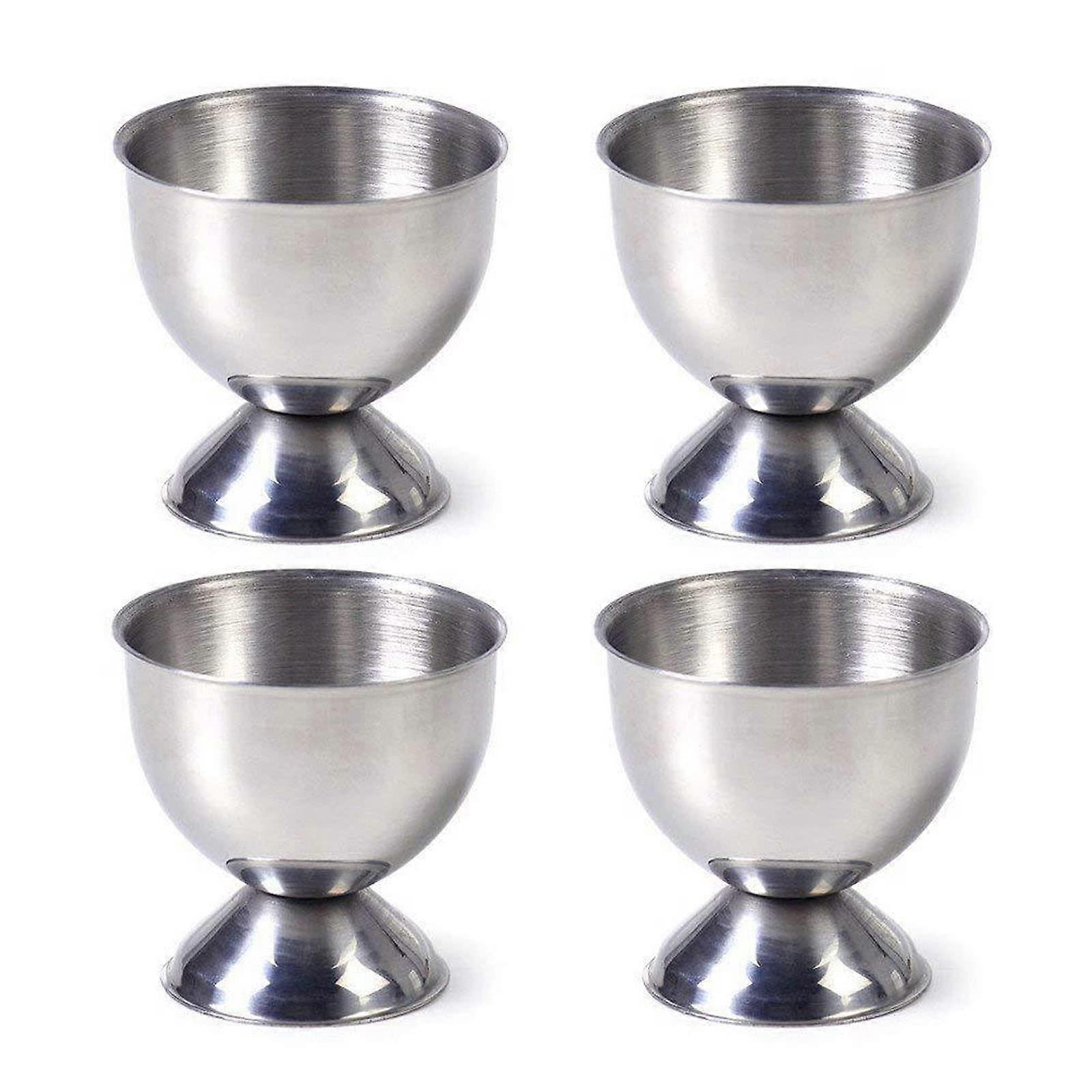 Stainless Steel Egg Cup Holder Set 4 Pack RustResistant Dishwasher Safe for Soft Boiled Eggs