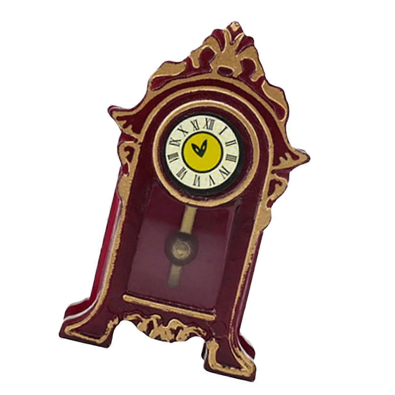 Miniature Pendulum Clock Vintage Style Dollhouse Decor Small Decorative Table Clock
