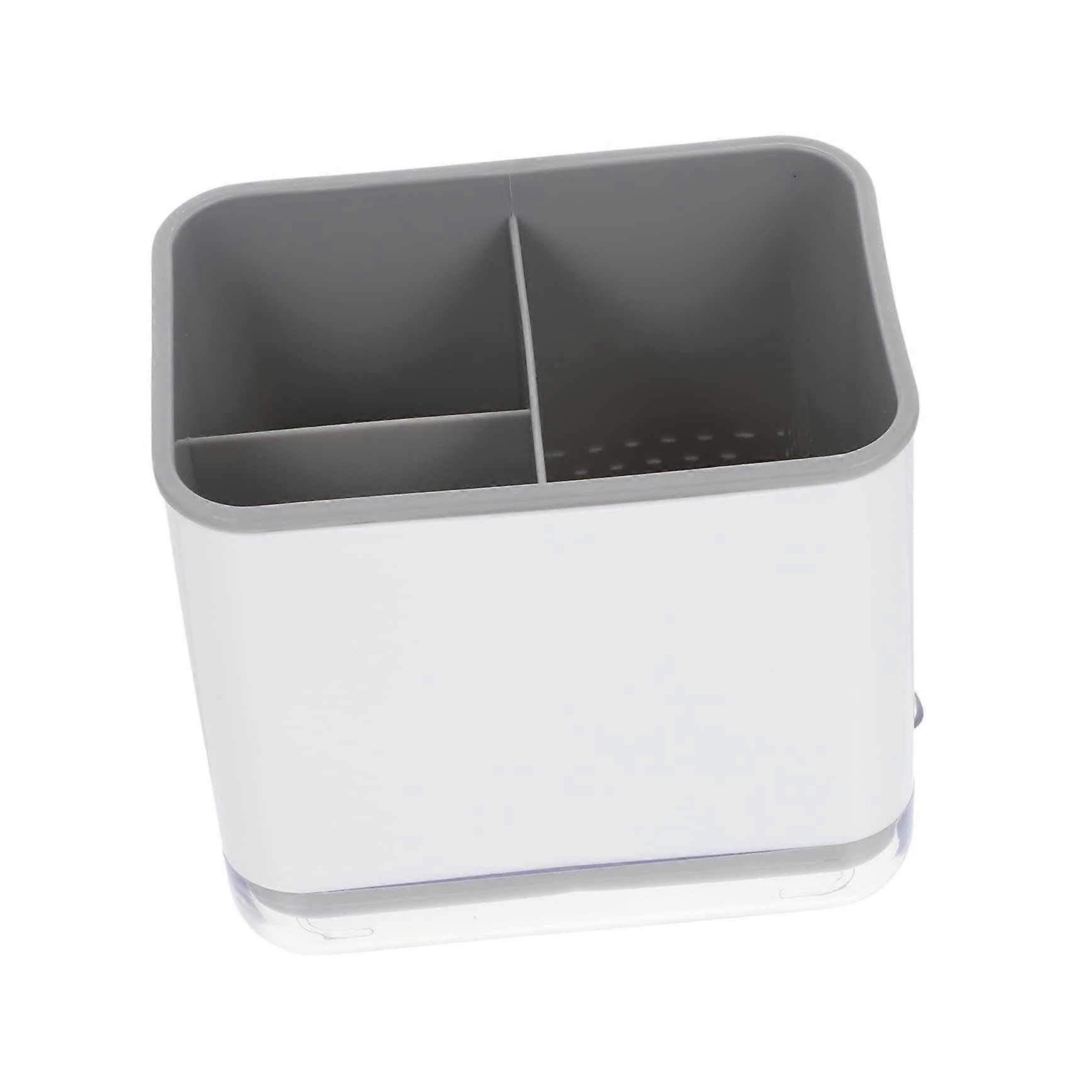 2Tier Kitchen Utensil Holder with Quick Drain, Plastic Cutlery Storage Rack for Countertop