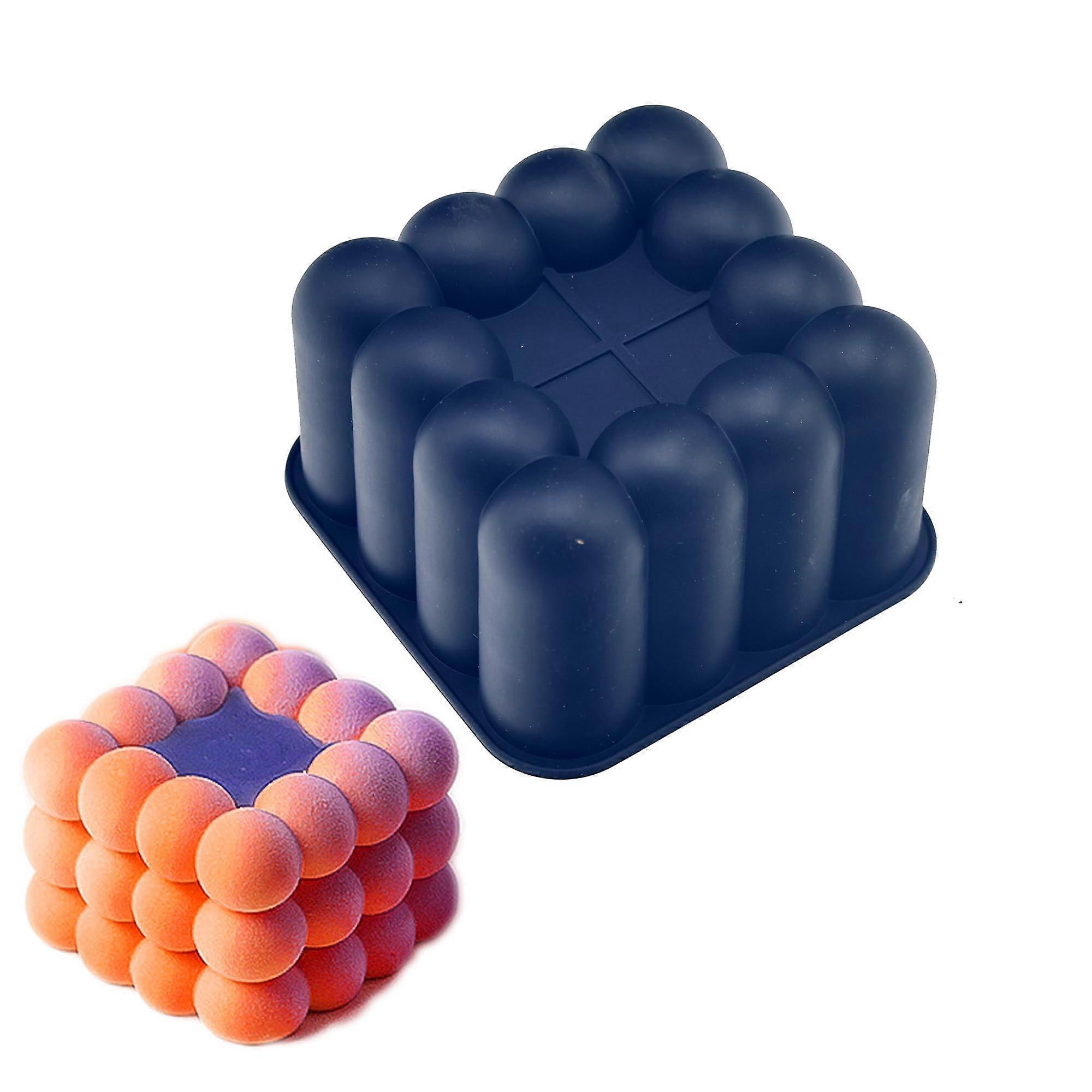 5.5 Inch Silicone Square Cake Mold with Bubble Design, Nonstick Baking Pan for Desserts