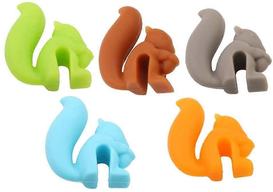5pcs Cute Silicone Squirrel Tea Bag Holders Prevent Slipping and Control Brewing Strength