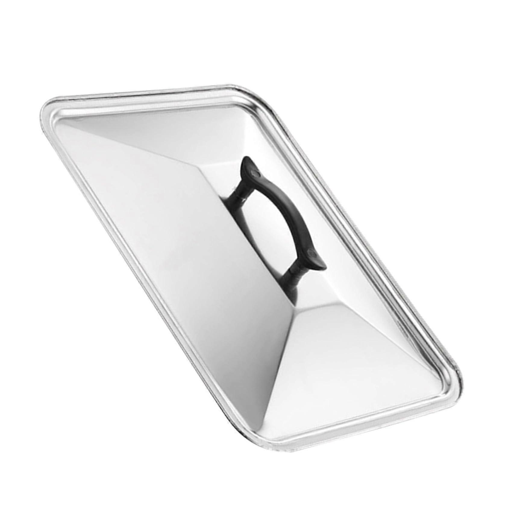 Stainless Steel Pot Lid Rectangular Pan Cover with Handle AntiOil Splash Kitchen for Cooking