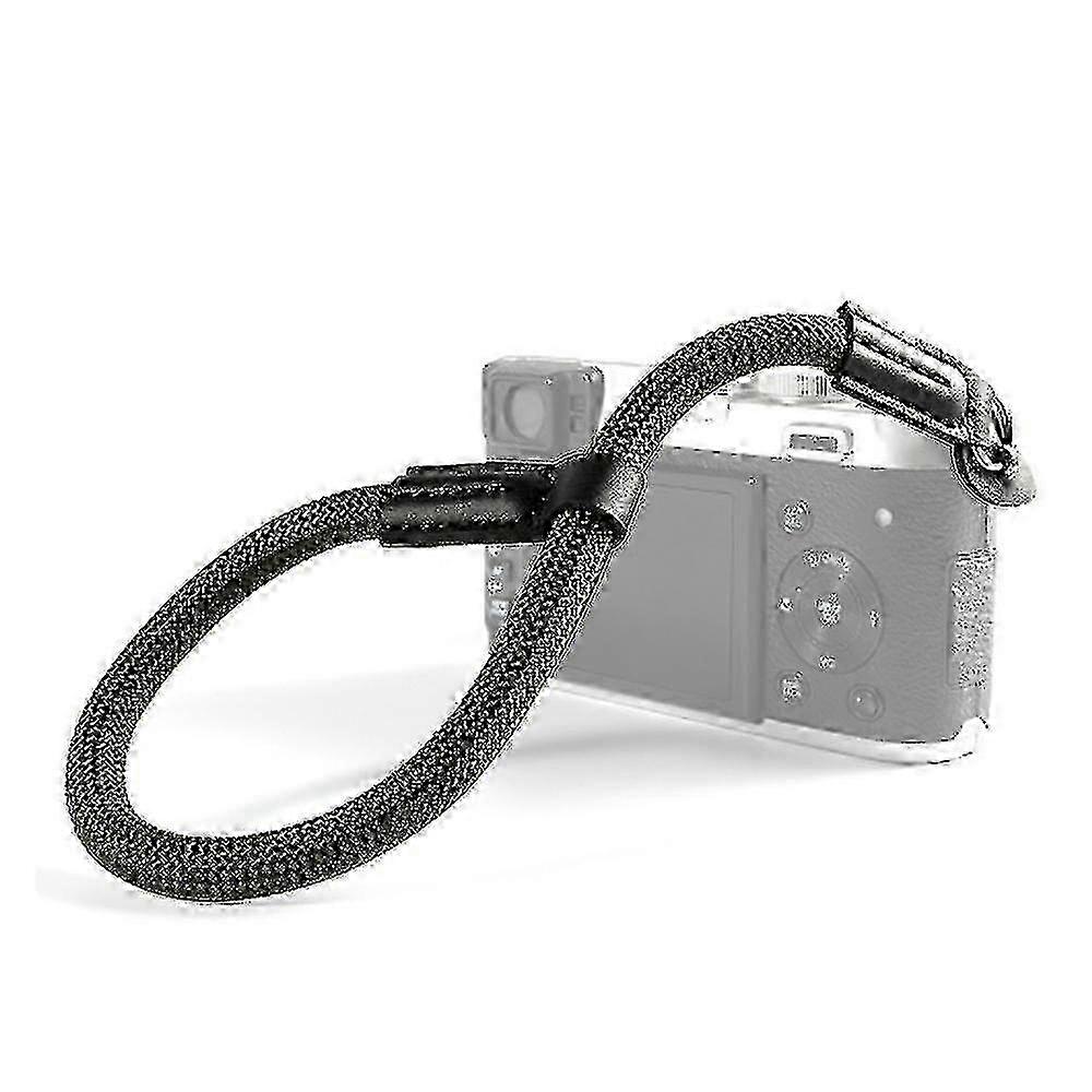 Camera Adjustable Rope Wrist Strap With Leather Ends With Electroplated Mounting Ring