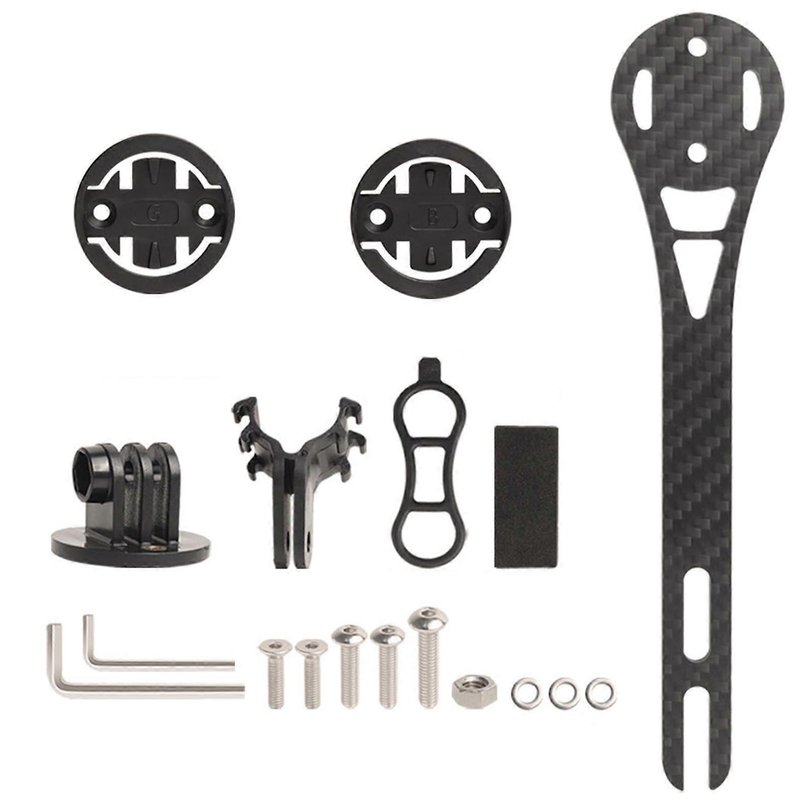 Carbon Fiber Bike Computer Mount with Optimized Viewing Angle, Road Handlebar Extension Bracket 165mm