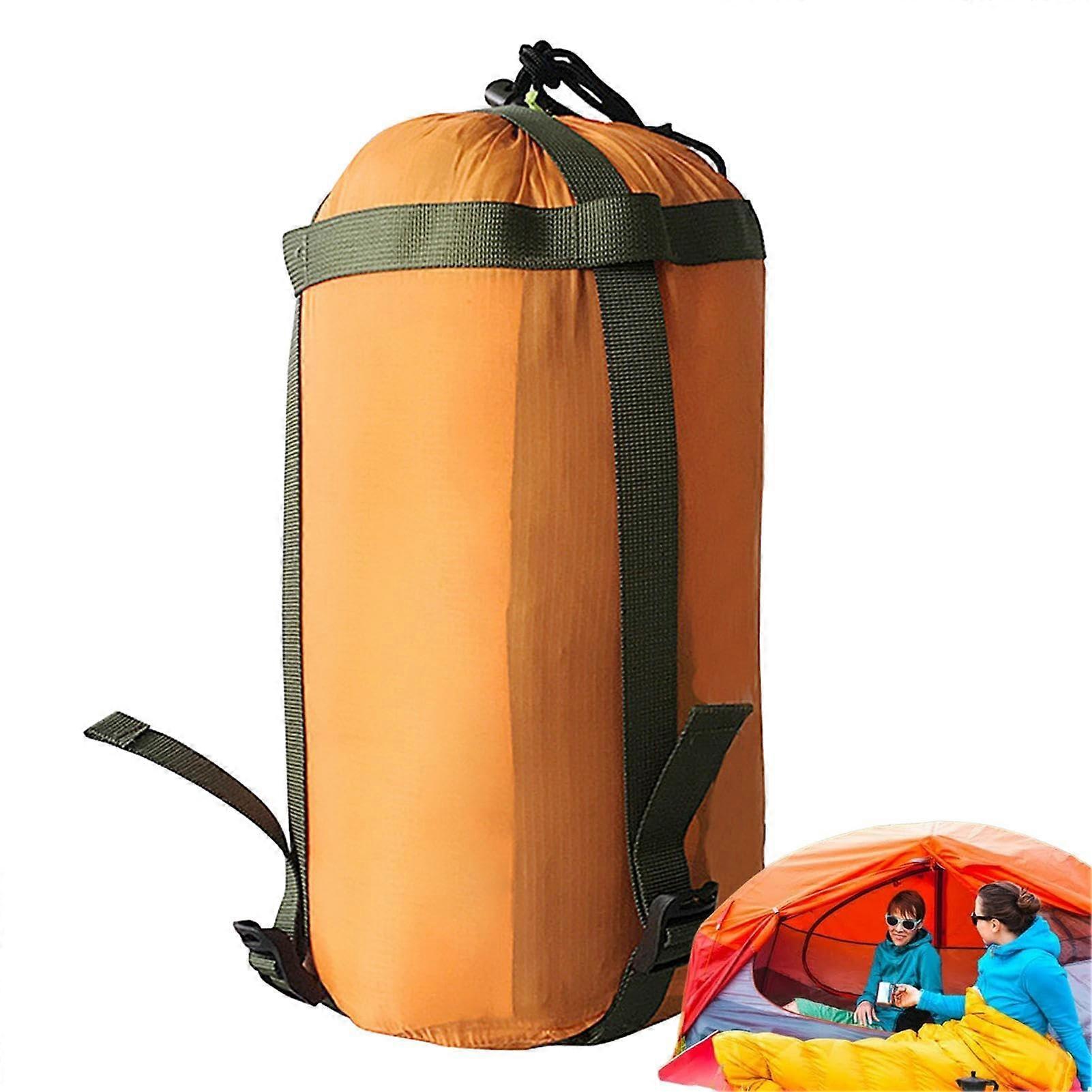 Sleeping Bag Stuff Sack Nylon Compression Sack Lightweight Hiking and Camping Gear Orange 1