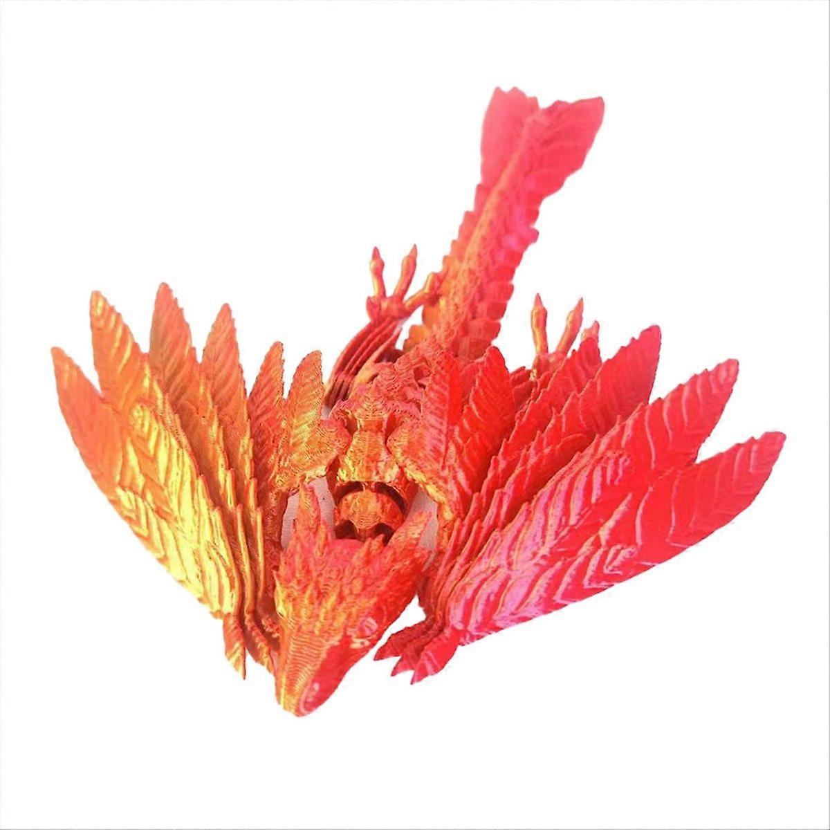 Dynamic Crystal Dragon 3D Printed Articulated Dragon,Laser Red