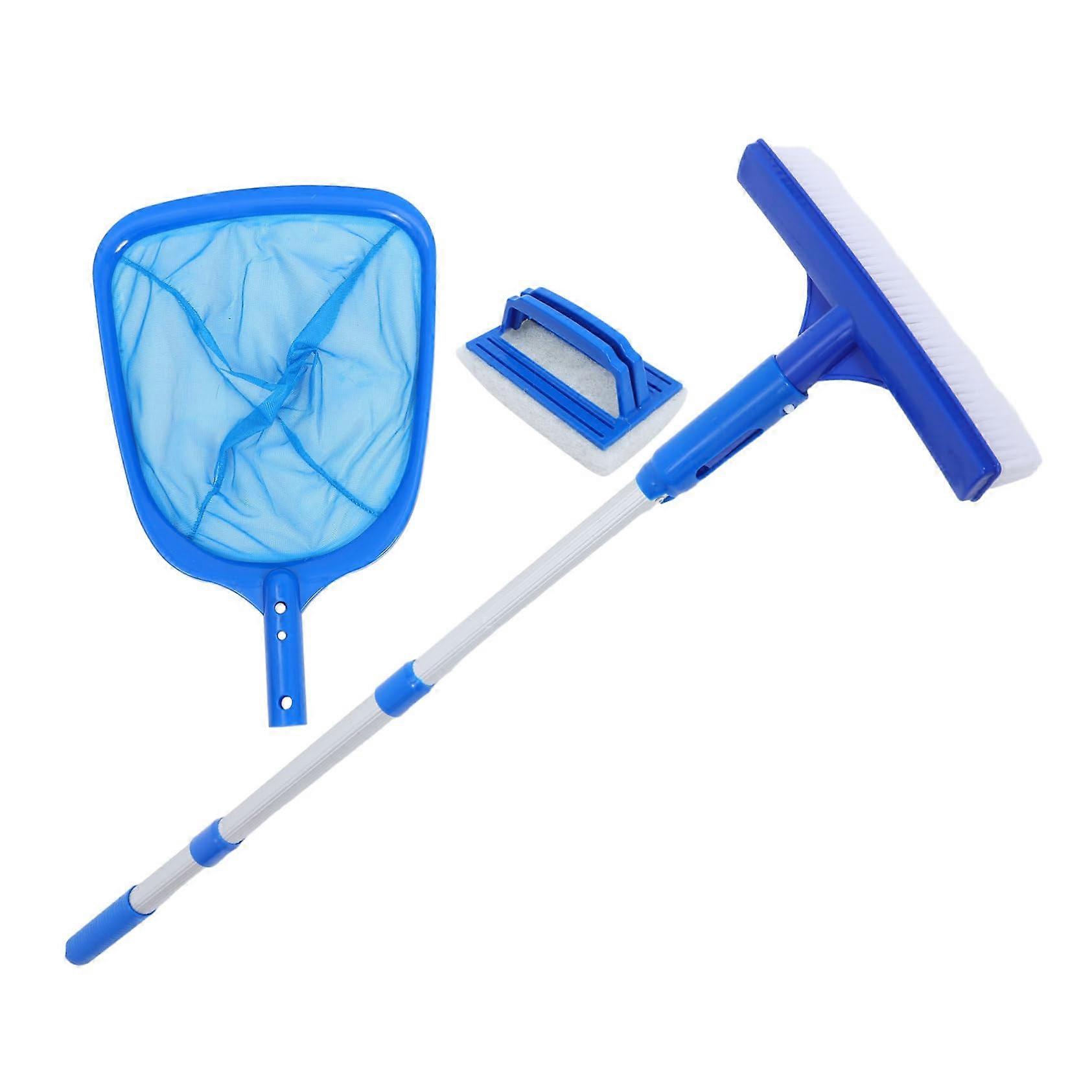 Pool Cleaning Kit with Extendable Telescopic Pole, Skimmer Net and Brush Set for Above Ground Pools