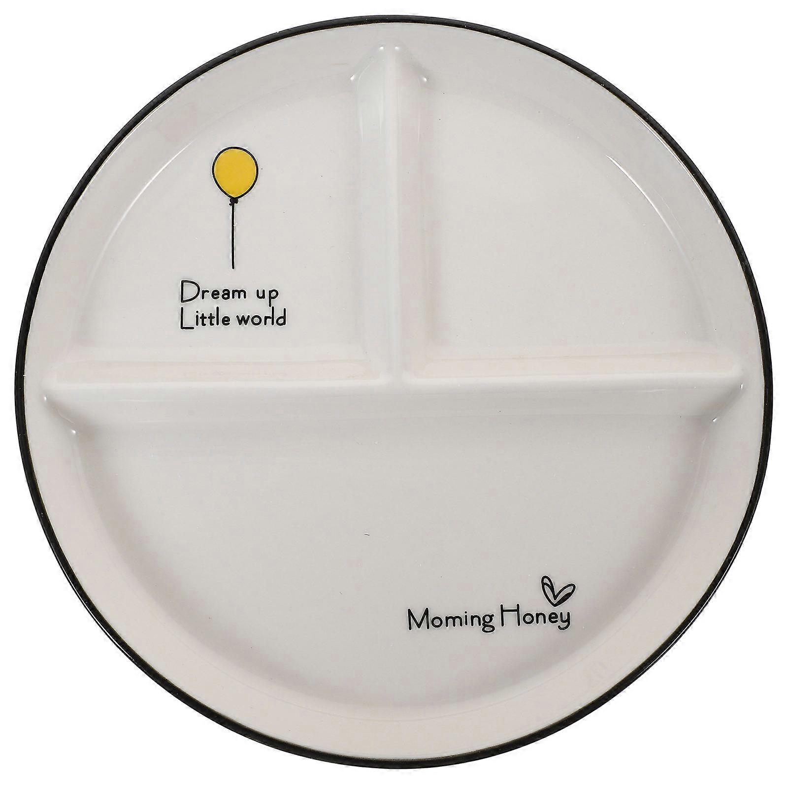 Ceramic Divided Dining Plate for Portion Control 1Pcs White Household Use