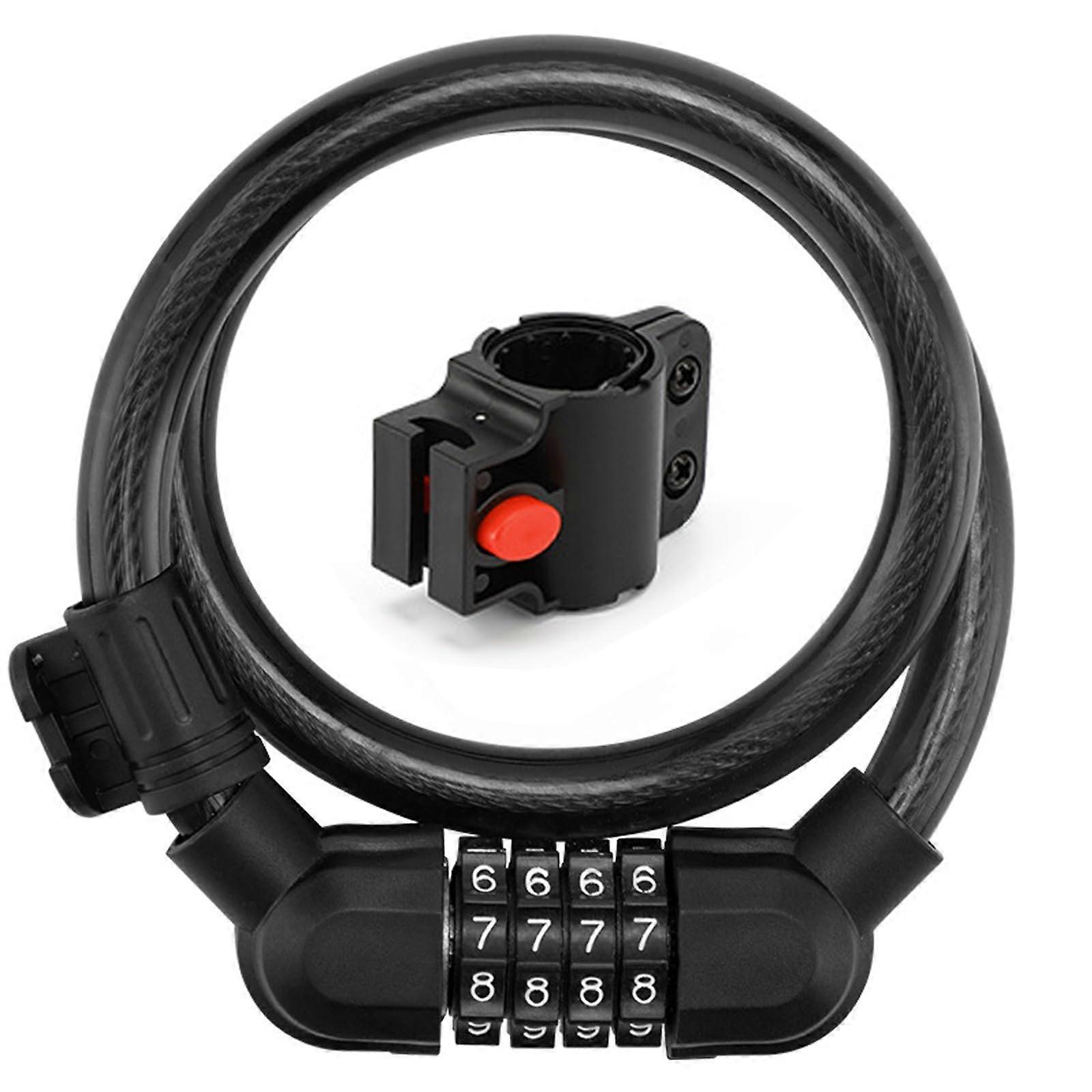 Security Bike Lock Cable with Resettable 4Digit Combination Code for Mountain Bicycle Security