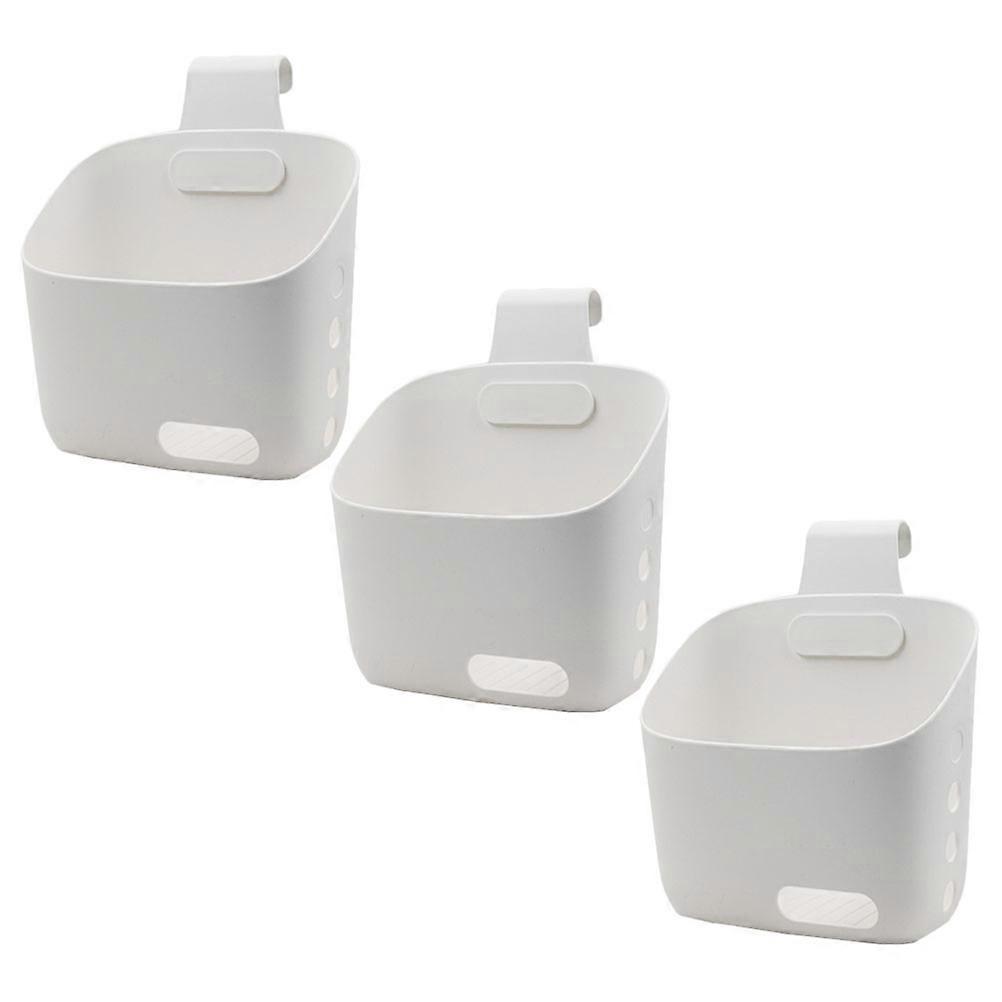 White Hanging Basket for Kitchen Storage with Handle 3Pcs Set