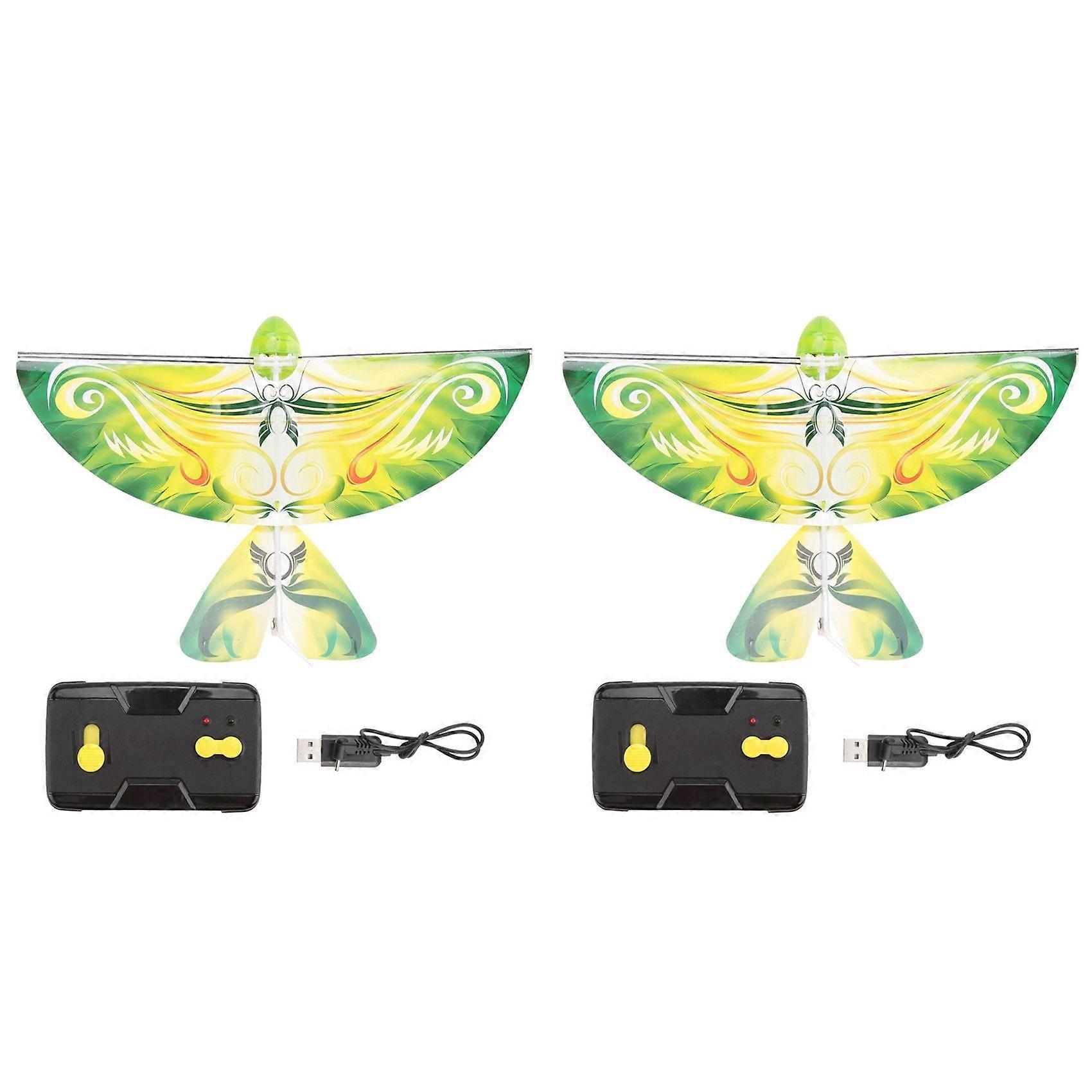 2X Remote-Controlled Simulation Flapping-Wing Flight Pigeon Induction Electric Eagle Remote Control Bionic Bird Green