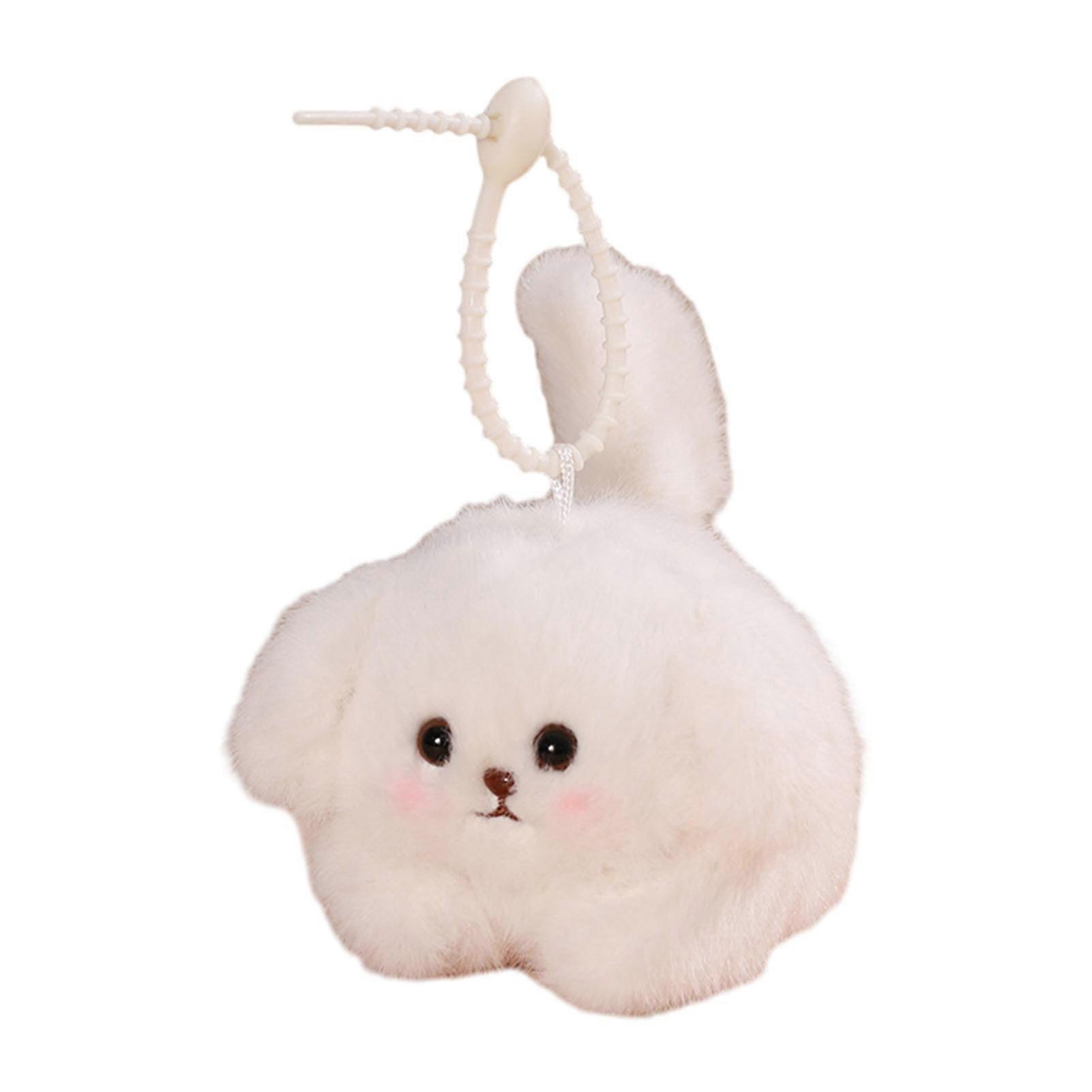 Interactive Squeaky Dog Keychain - Pull String Wagging Tail Plush - for Kids Bag Decoration