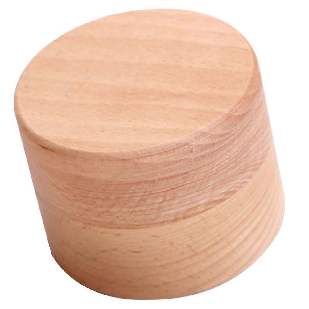 Round Wooden Ring Box for Proposal Beige Ring Storage Case