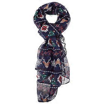 Kerstsjaal, beschermende omslagdoek voor dames, zonwerende sjaal, 1 stuk, marineblauw