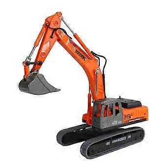 Orange Alloy Excavator Toy with Movable Joints & Rubber Tracks, Construction Vehicle Model for Kids Diecast Car