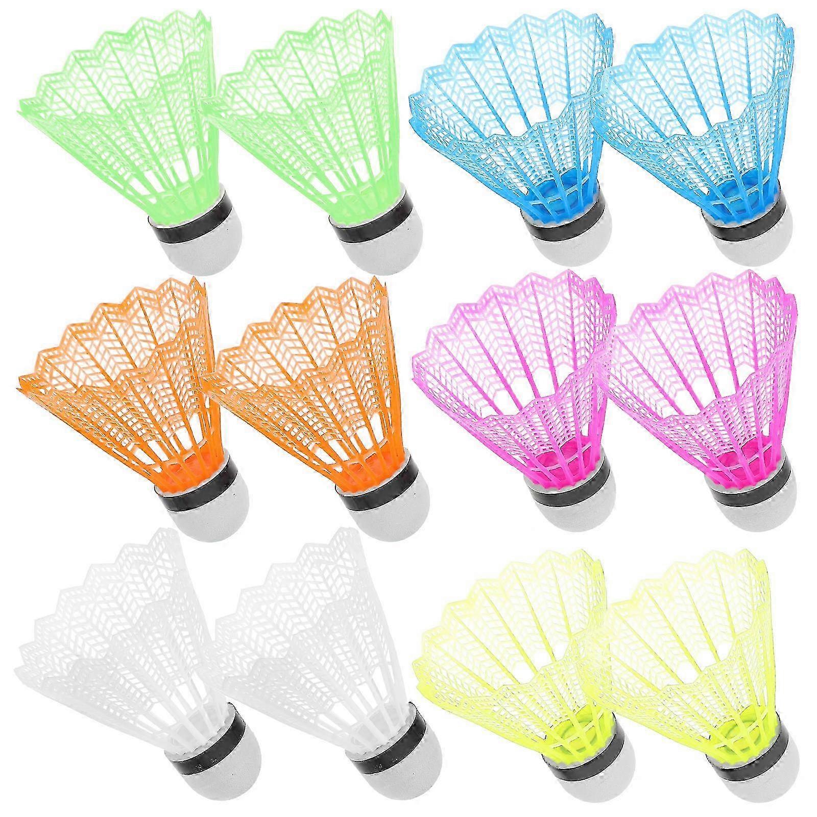 Assorted Color Plastic Badminton Shuttlecocks for Party 12Pcs Durable Shuttlecocks