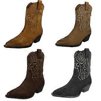 Damen-Cowboystiefel mit Nieten, kleinem Absatz, Reißverschluss und kleinem Absatz F51257