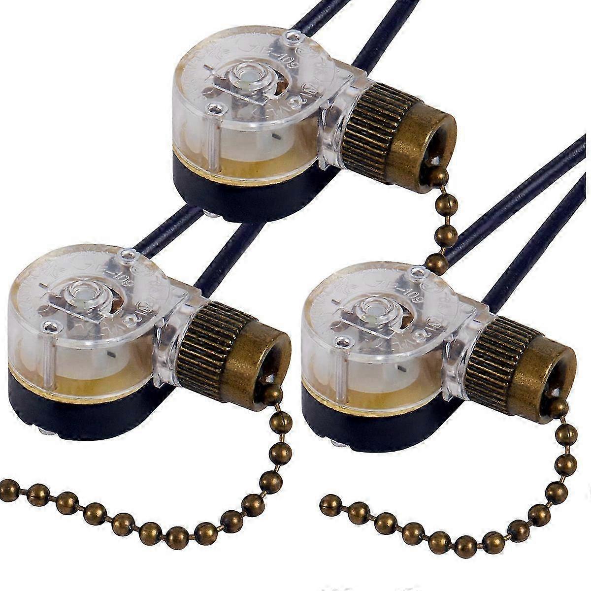 3Pack Ceiling Fan Light Switch ZE-109 Fan Switch Ceiling Pull Chain Switch Replacement