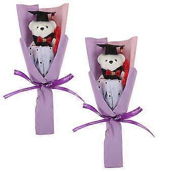 Graduation Bear Doll Bouquet Bear Doll Bouquet for Decoration 2Pcs