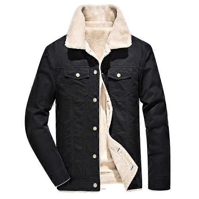 Winter Men's Thick Jacket Warm Button Casual Basic Style Turn- Down Collar Coat