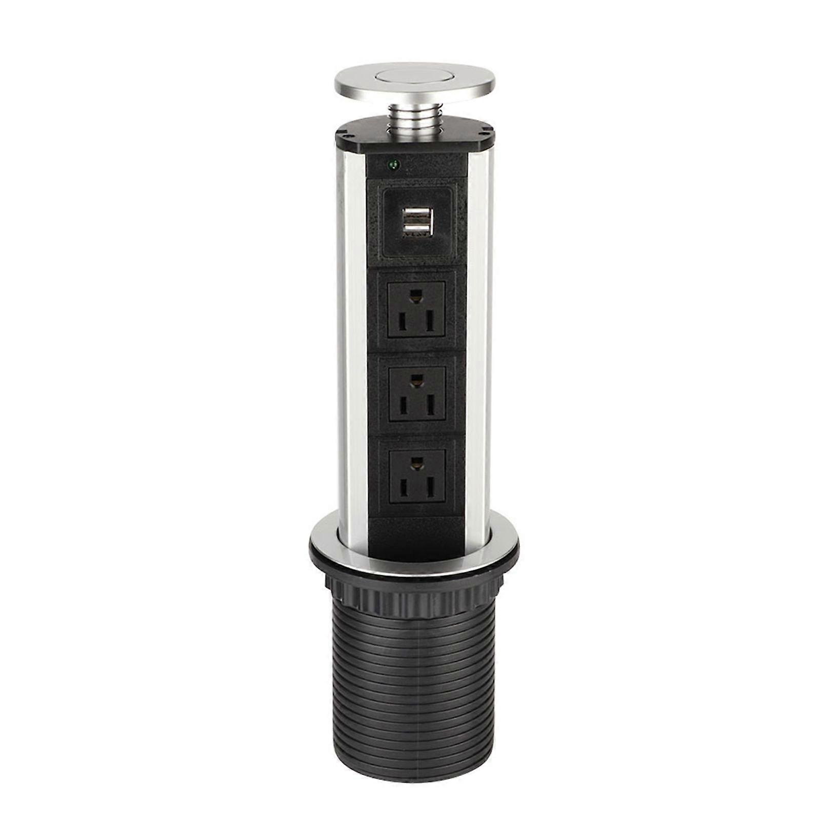 3 Power Socket 2 USB Port Charging Desktop Kitchen Table Retractable Electric Socket US Plug 110V_