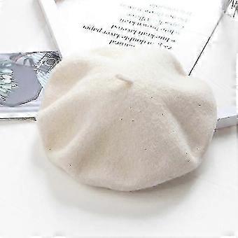 Wollen Baret, hoed Vrouwen Winter Baret, Warme Hoed Wollen Gebreide Hoed, gebroken wit