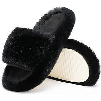 Women's Slippers Memory Foam House Bedroom Slippers for Women Fuzzy Plush Comfy Faux Fur Lined Slide Shoes Anti-Skid Sole Trendy Gift Slippers