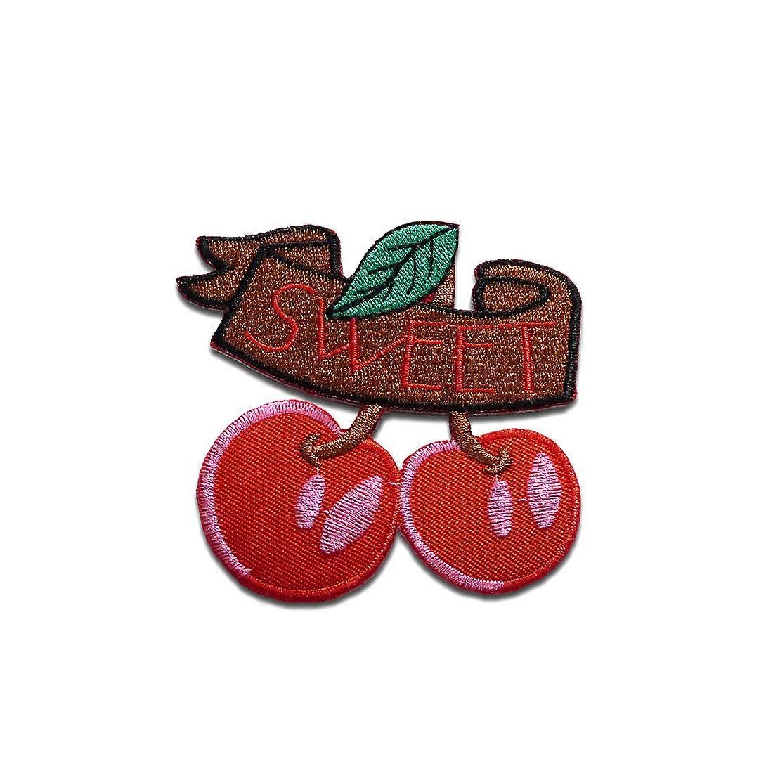Patch / iron-on patch - Cherry "Sweet" - rood - 7 x 7.5 cm - Appliques patch