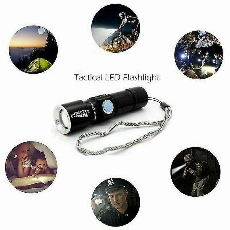 High power 5000 lumen USB rechargeable flashlight