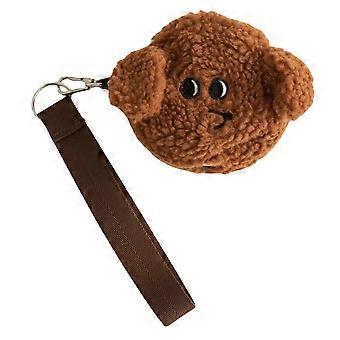 Porte-sacs à déjections canines en peluche marron pour les promenades en extérieur (1 pièce)