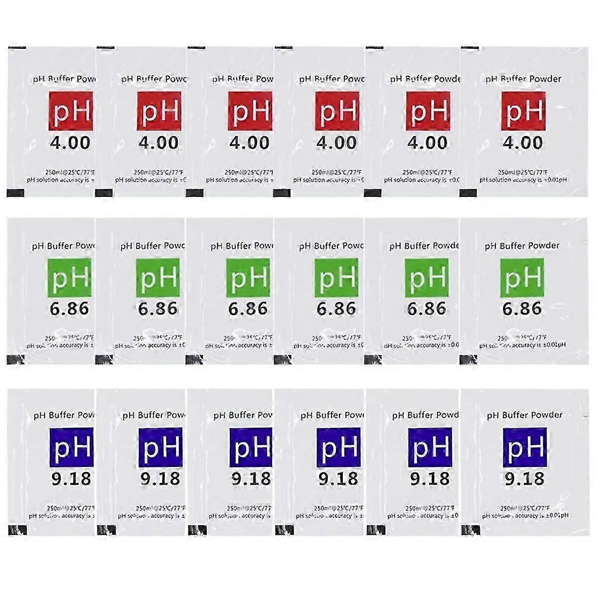 18 Pack PH Meter Buffer Solution Powder 6.86/4.00/9.18, PH Calibration Solution Packets suitable for Precise PH Meter
