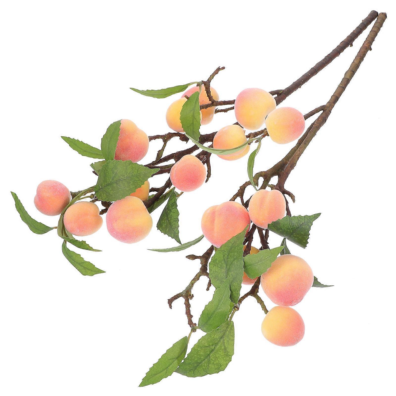 2pcs Simulation Peach Tree Branches Fake Tree Branches Artificial Fruit Branches