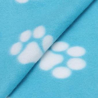 Double-sided Fleece Pet Blanket, Light Blue with White Paw Prints, 60x70cm, All Year Round for Dogs Cats Puppy Kitten