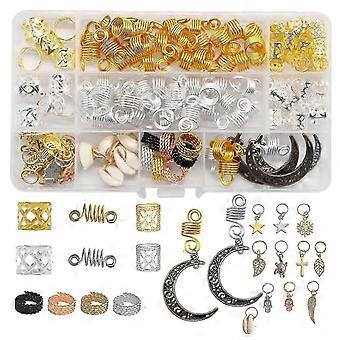 117pcs Dreadlocks Accessories Hair Jewelry Hair Braid Beads Pendant Clips Wire Wrapped Adornment Hair Coils For Braids Hair Decoration -Z