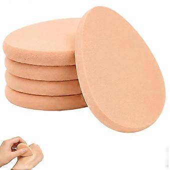 5Pcs Beige Smooth Makeup Sponge Blender, Flawless Foundation Powder Puff Beauty,2.7 Inch Facial Powder Puffs Foam Sponges For Liquid Foundation Makeup