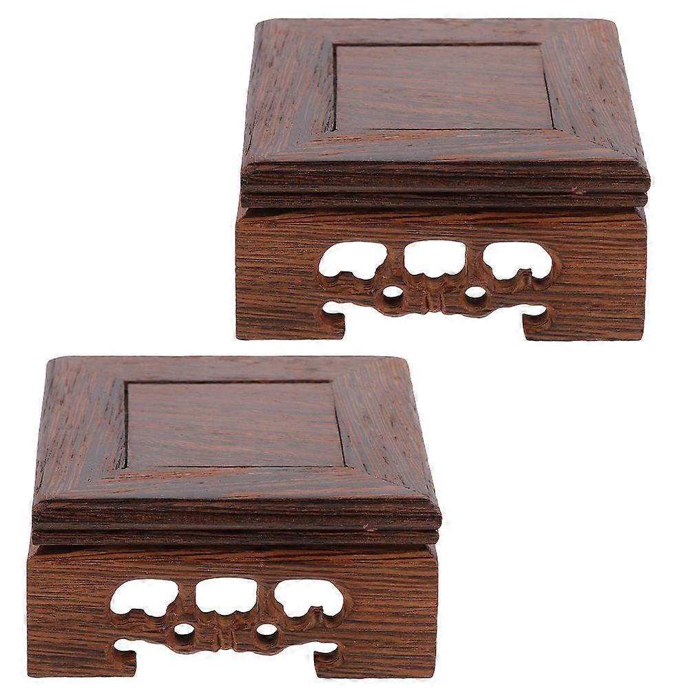 Wooden Display Base for Teapot with Practical Use Function 2Pcs Dark Red