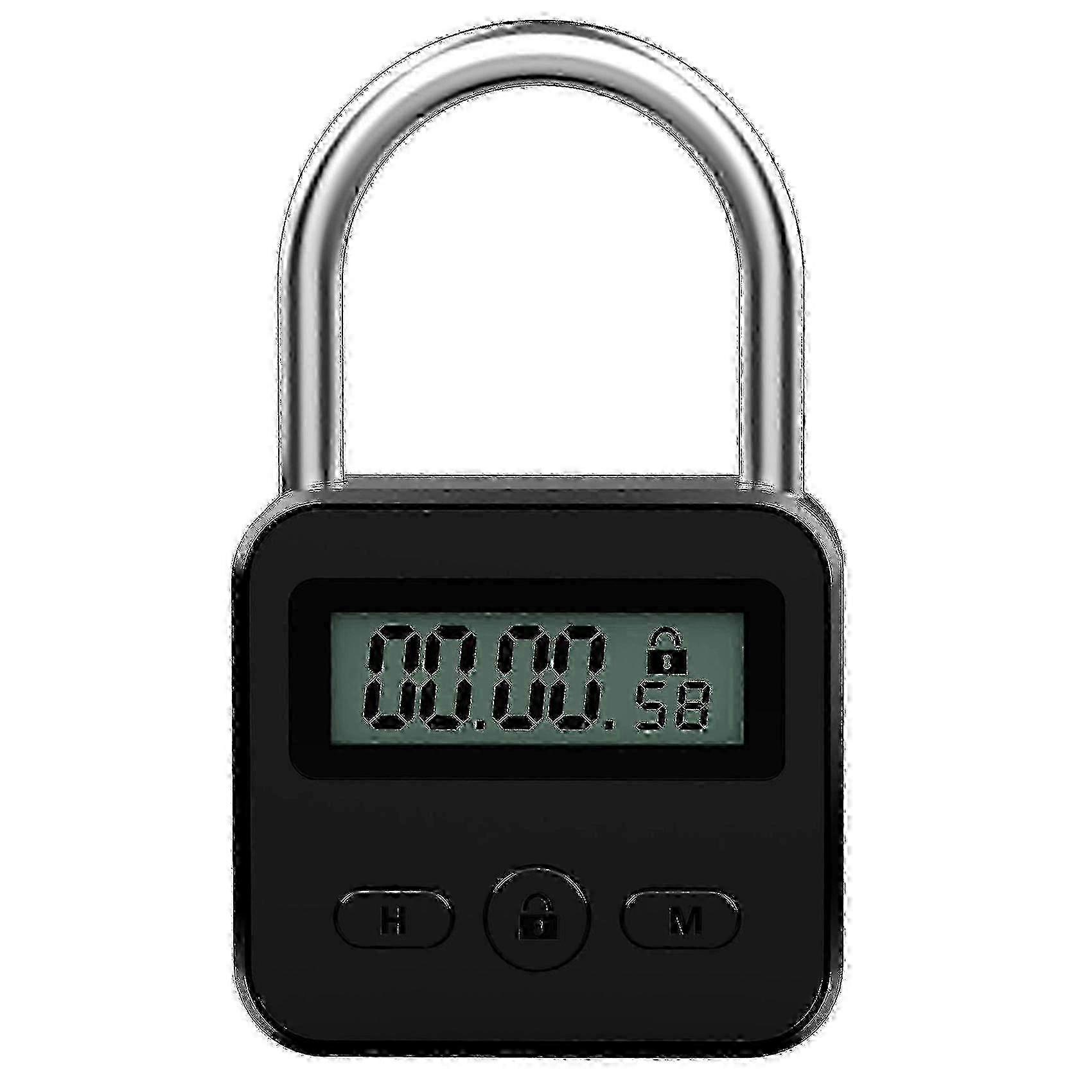 Black USB Timer Padlock with LCD Display - Up to 99 Hours Timing