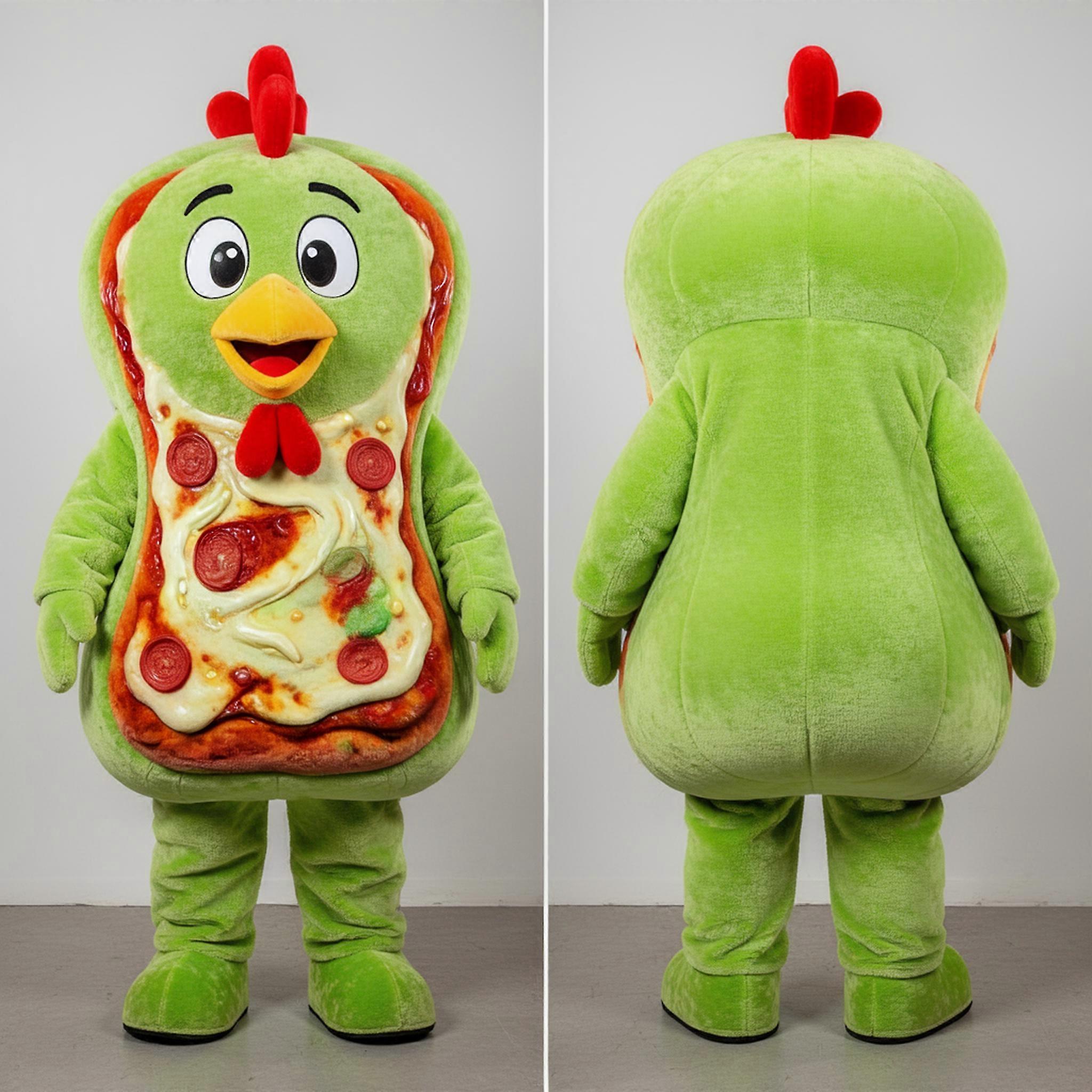 MASTICOT Lime Green Cheesy Chicken Mascot